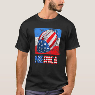 Merica Football American Flagga 4 juli Kids Boy T Shirt