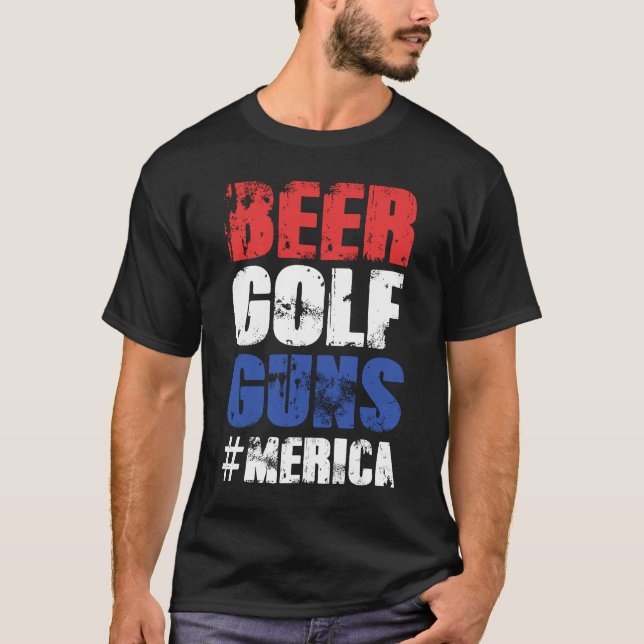 #Merica för ölGolfvapen - 4th av Juli T Shirt (Framsida)