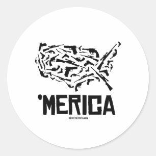 Merica - Förenade Staterna av Guns Runt Klistermärke