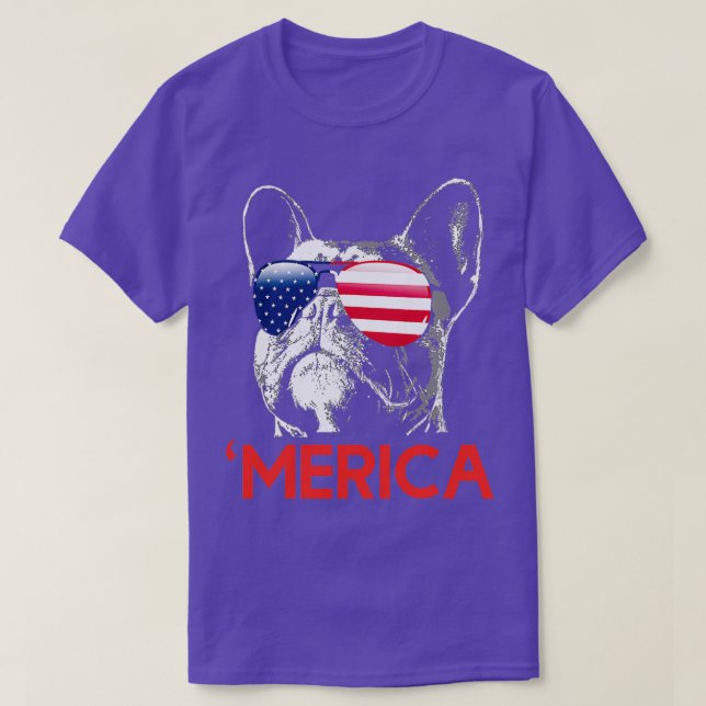 Merica Fransk Bulldog American Flagga (2) T Shirt (Design framsida)