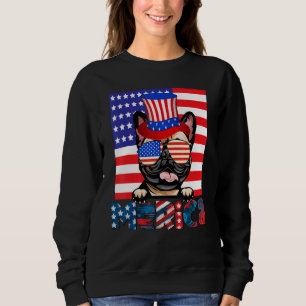 Merica Fransk Bulldog American Flagga 4:e juli för T Shirt