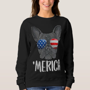 Merica Fransk Bulldog Hund 4 juli American Fla T Shirt