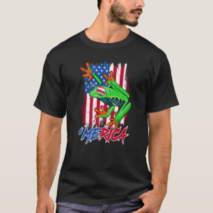 Merica Frog with American Flagga Sunglass 4th of J T Shirt