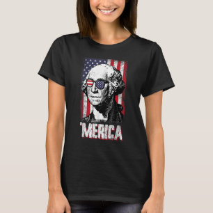 Merica George Washington 4 juli amerikanska Flagga T Shirt