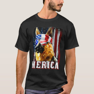 Merica German Shepherd American Flag4th Of July T Shirt