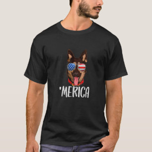 Merica German Shepherd Hund 4:e juli American Fl T Shirt