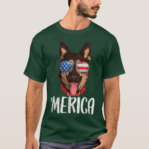 Merica German Shepherd Hund 4:e juli American Fl T Shirt