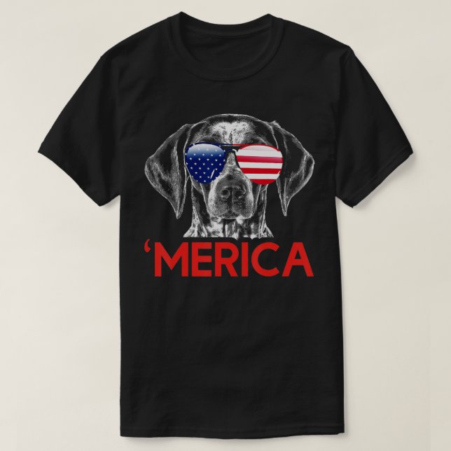 Merica German Shorthar Pointer American Flagga T Shirt (Design framsida)