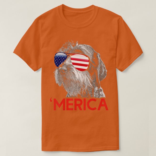 Merica German Wireh!Pointer American Flagga T Shirt (Design framsida)
