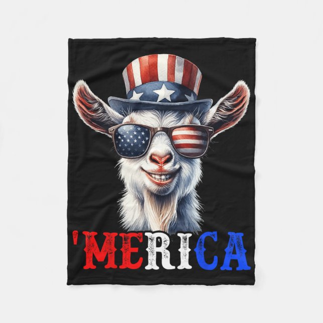 Merica Goat Patriotic 4:e juli: Lena Kids Manar W Fleecefilt (Framsidan)