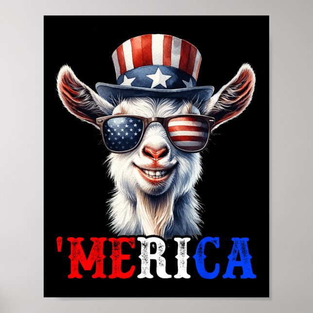 Merica Goat Patriotic 4:e juli: Lena Kids Manar W Poster (Framsidan)