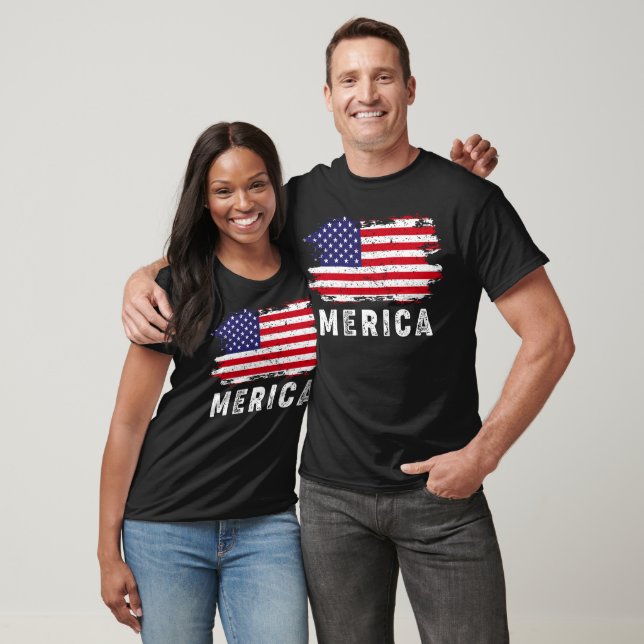 Merica Grunge Flagga T Shirt (Unisex)