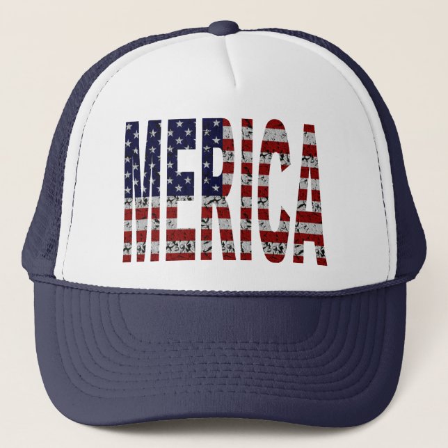 'MERICA - GrungeUSA flagga Truckerkeps (Framsida)