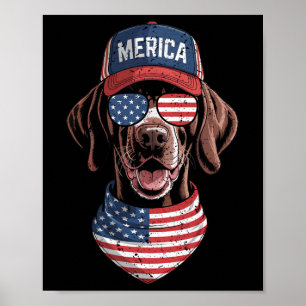 Merica Gsp Hund 4:e juli USA Amerikanska Flagga US Poster
