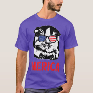 Merica Guinea gris Amerikanska Flagga 4 juli T Shirt