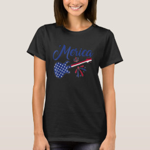 Merica Guitar USA flagga Freedom Music Patriotic 4 T Shirt