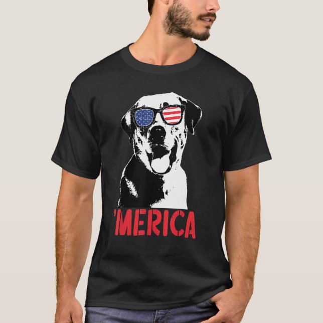 Merica Gult Labrador American Flagga Sunglasses 4t T Shirt (Framsida)