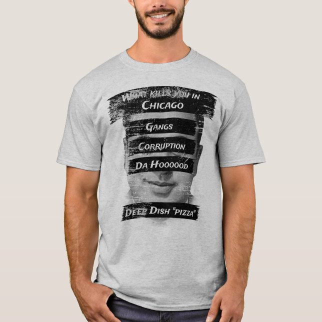 Merica Humor Amerika USA Funny Patriotism Chicago T Shirt (Framsida)