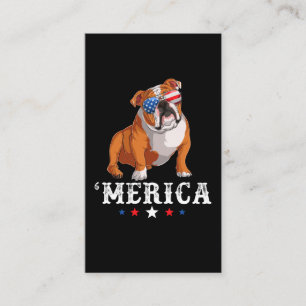 Merica Hund 4:e juli USA Amerikanska Flagga Englis Visitkort