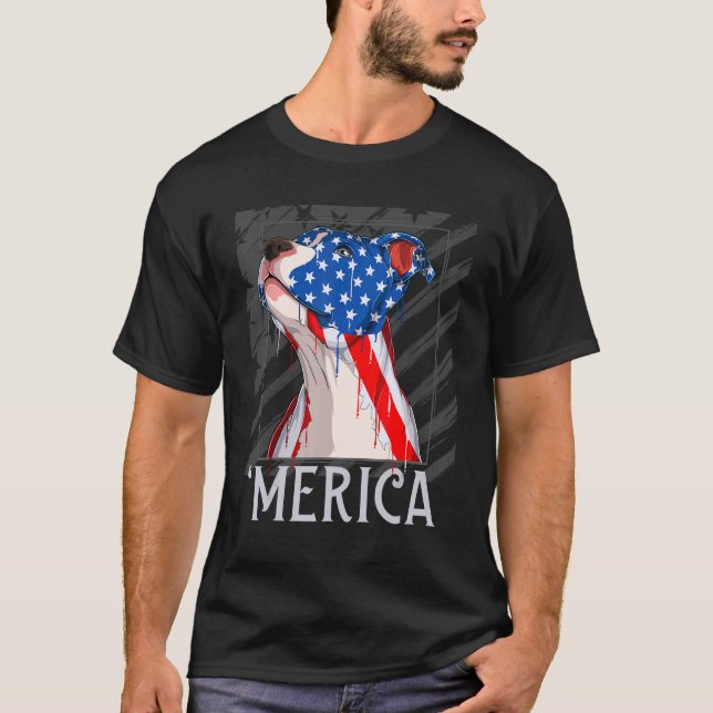 Merica Hund US Fl T Shirt (Framsida)