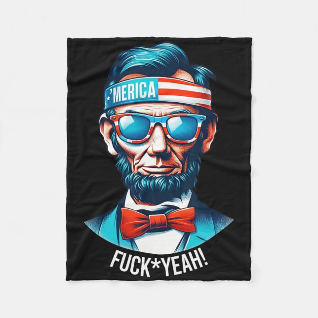 Merica Ja Abraham Lincoln 4:e juli Fleecefilt (Framsidan)