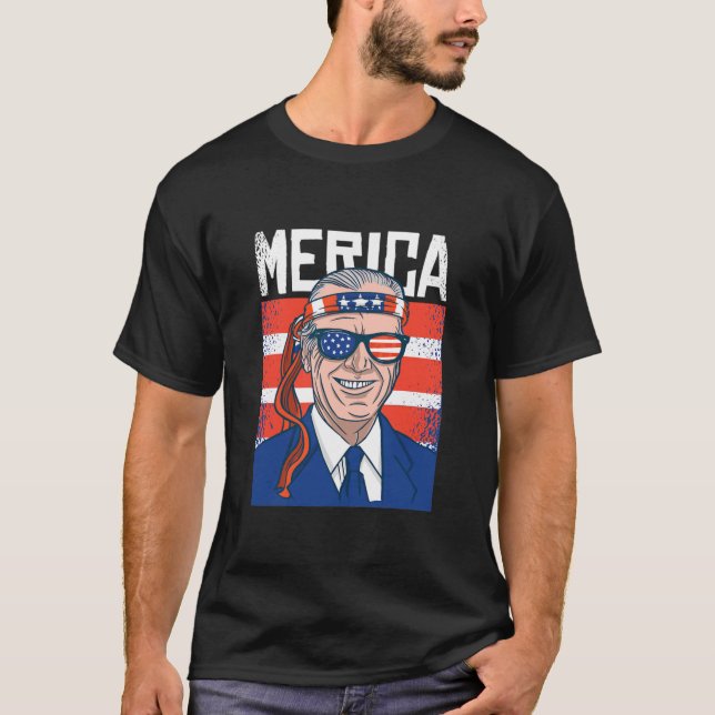 Merica Joe Biden 4 juli patriotisk amerikan T Shirt (Framsida)