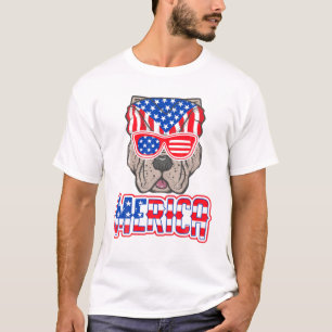 Merica Käpp Corso Hund Pitbull USA flagga Pitbull T Shirt