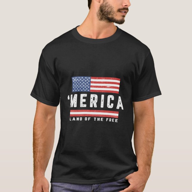 Merica Långärmad Tshirt USA flagga Långärmad Pat T Shirt (Framsida)