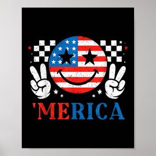Merica Leende Ansikte Rock Amerikansk Flagga Patri Poster