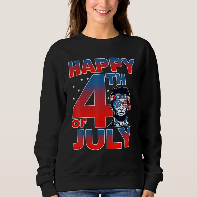 Merica Lincoln Independence day Lycklig 4 juli T Shirt (Framsida)