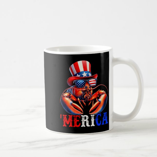 Merica Lobster Patriotic 4th Of July Funny Kids Me Kaffemugg (Höger)