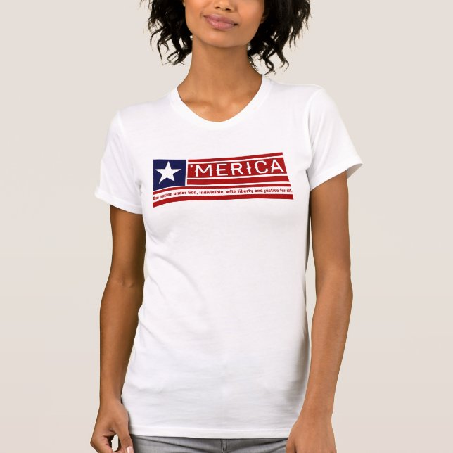 'Merica - löfte av trohetUSA flaggadesignen Tee Shirt (Framsida)