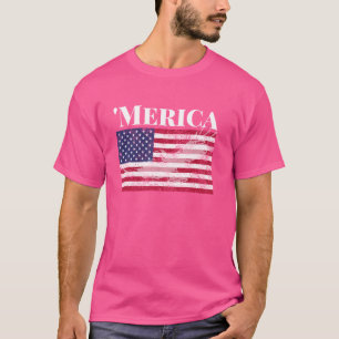 Merica med amerikansk Flagga T Shirt