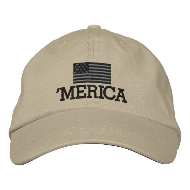 Merica med Grått och Black American Flagga Broderad Keps (Framsida)