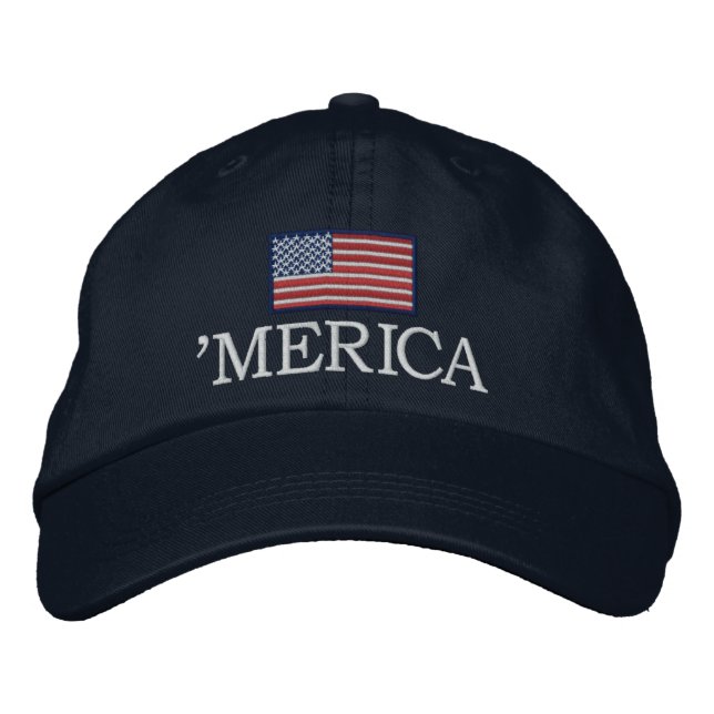 Merica - med USA flagga Broderad Keps (Framsida)