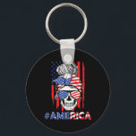 Merica Messy Bun Skull 4:e juli amerikanska Flagga Nyckelring<br><div class="desc">Merica Messy Bun Skull 4:e juli Amerikanska Flagga Girls</div>