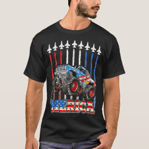 Merica Monster Lastbil Patriotic American Flagga j T Shirt