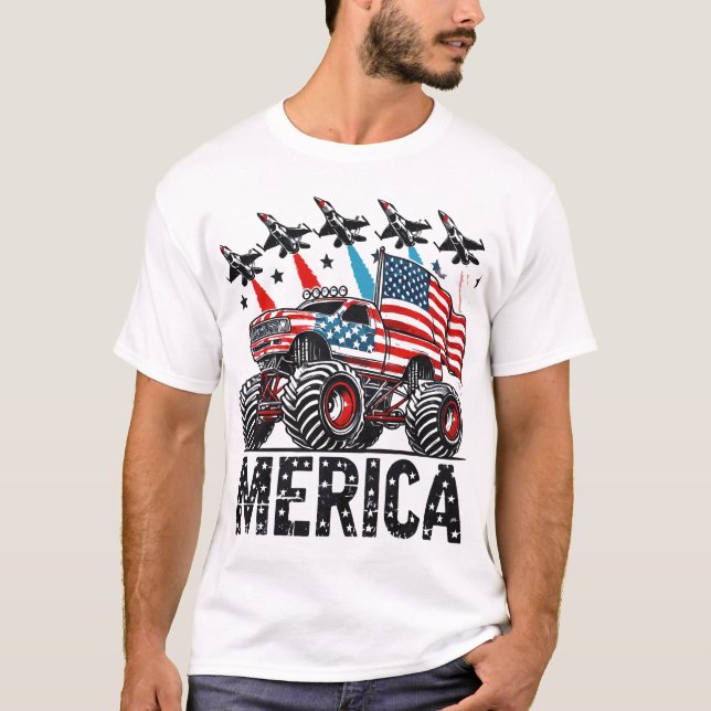 Merica Monster Lastbil T Shirt (Framsida)