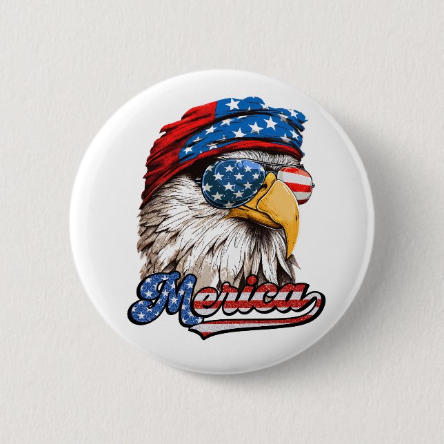 Merica Mullet Eagle, Fjärde juli, självständighets Knapp (Framsida)
