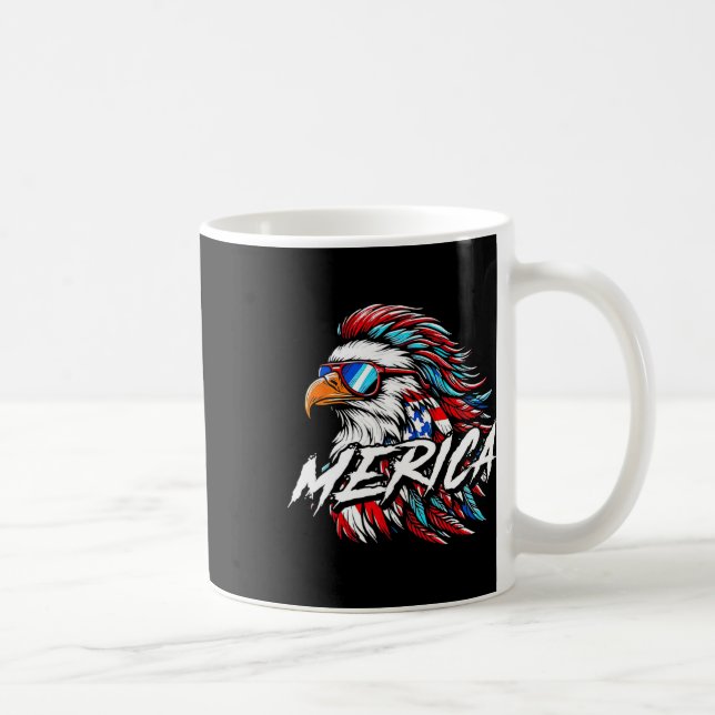 Merica Mullet Eagle Funny 4:e juli Kaffemugg (Höger)