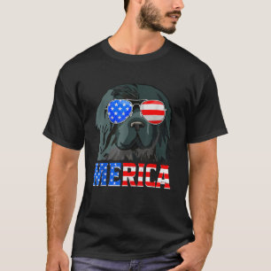 Merica Newfoundland Hund American Flagga 4:e juli T Shirt