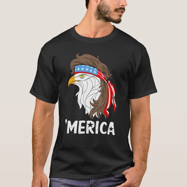 Merica Örn 4:e juli Patriotic American T Shirt (Framsida)