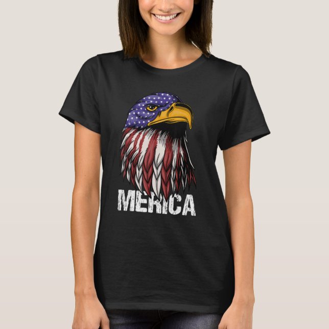Merica Örn Independence day 4 juli 4 T Shirt (Framsida)
