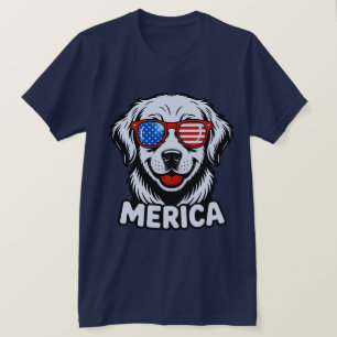 Merica Patiotic Hund glasögon USA amerikansk Flagg T Shirt