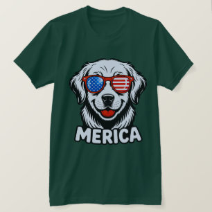 Merica Patiotic Hund glasögon USA amerikansk Flagg T Shirt