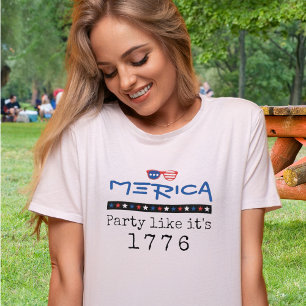 Merica Patriotic 4:e juli 1776 Party Sunglass T Shirt