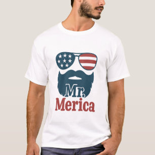 "Merica Patriotic Beard & Shades for Him T Shirt