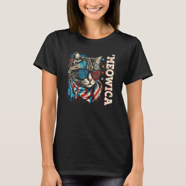 Merica Patriotic Bengal Cat Meowica 4th of July Ca T Shirt (Framsida)