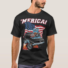 Merica Patriotic Classic Muscle Car med USA flagga T Shirt