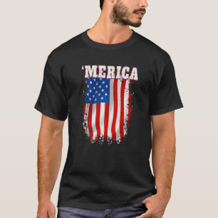 Merica Patriotic Distress American Flagga T Shirt
